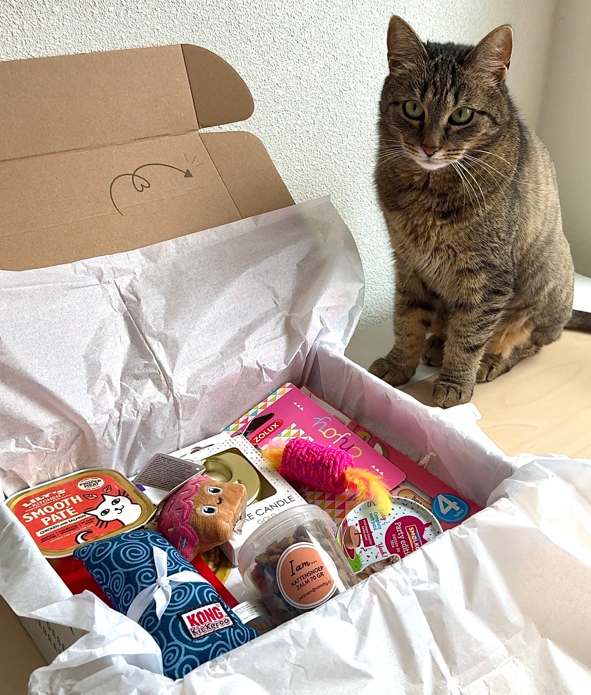 Gepersonaliseerde verjaardagsbox voor katten