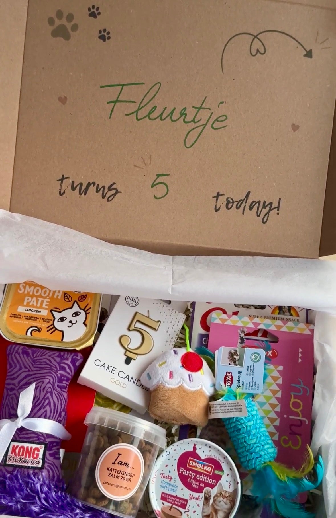 Gepersonaliseerde verjaardagsbox voor katten